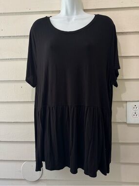 🔥5 for $25🔥 Maurices Plus Size Women's Black Short Sleeve Peplum Babydoll Top
